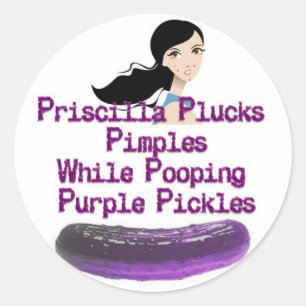 Pricilla Tongue Twister Classic Round Sticker