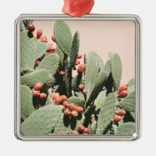 Prickley Pear Cactus Metal Ornament