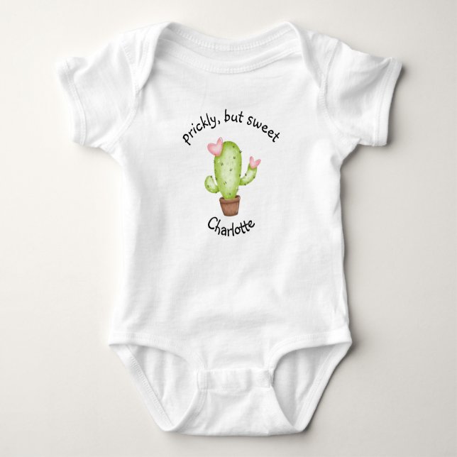 Prickly but Sweet Cactus | Sweet Custom Name Baby Bodysuit (Front)