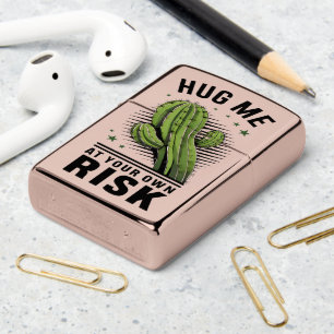 Prickly Cactus Hug At Your Own Risk Zippo Lighter