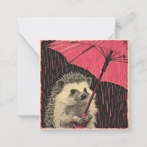 Prickly Friends  Frolicking RainHedgehog Antics  Note Card