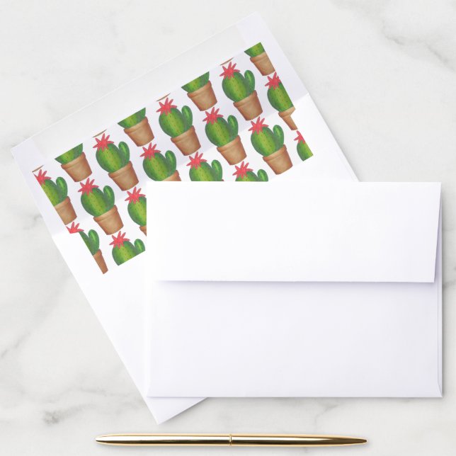Prickly Green Cactus Succulent Potted Plant Garden Envelope Liner (Desk)