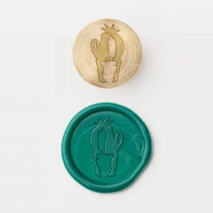 Prickly Green Succulent Cactus Potted Plant Wax Seal Stamp