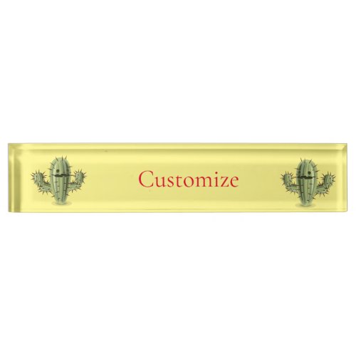 Prickly Irate Cactus Thunder_Cove Desk Name Plate