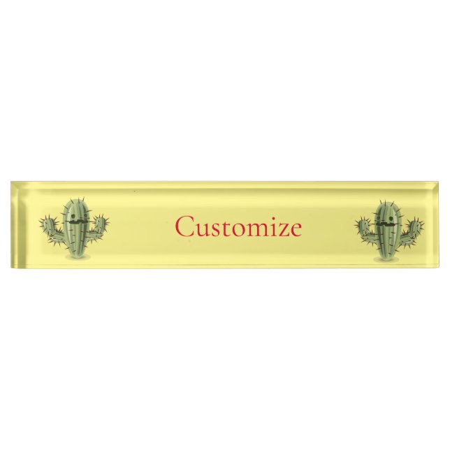 Prickly Irate Cactus Thunder_Cove Desk Name Plate (Front)
