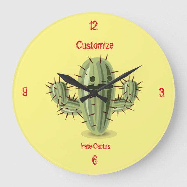 Prickly Irate Cactus Thunder_Cove Large Clock (Front)