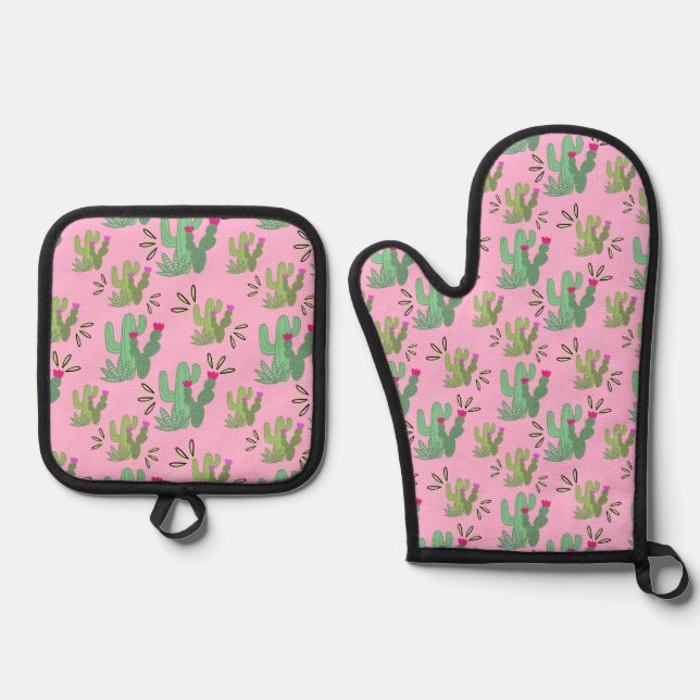 Prickly Paradise Oven Mitt & Pot Holder Set (Front)