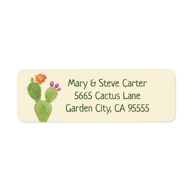 Prickly Pear Cactus address label (Front)