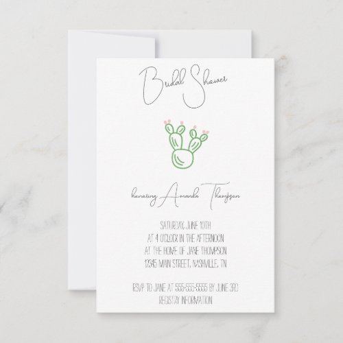Prickly Pear Cactus Bridal Shower Invitation