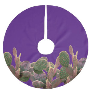 Prickly Pear Cactus Desert Christmas Purple Brushed Polyester Tree Skirt