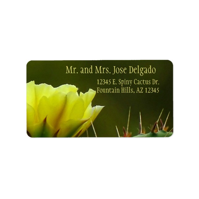 Prickly Pear Cactus Desert Flower / Yellow Green / Label (Front)