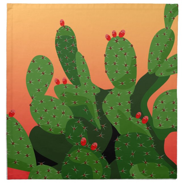 Prickly Pear Cactus Desert Sunset Napkin (Front)