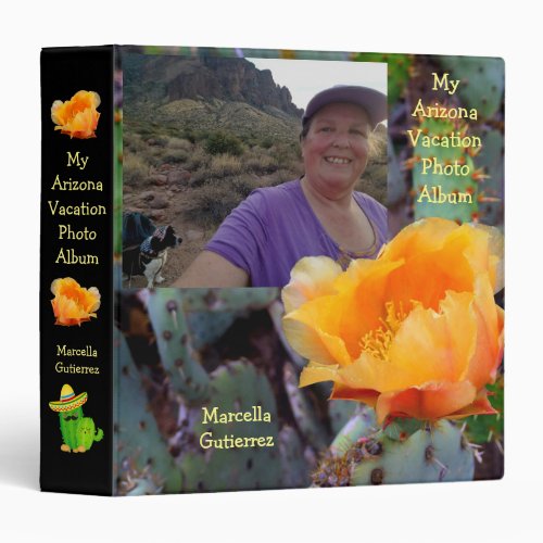 Prickly Pear Cactus Flower  Orange  Arizona USA 3 Ring Binder