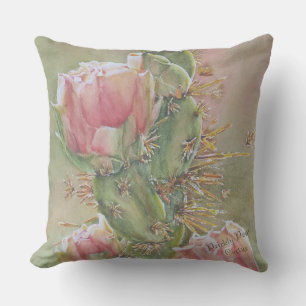 PRICKLY PEAR CACTUS FLOWER PATIO OUTDOOR PILLOW