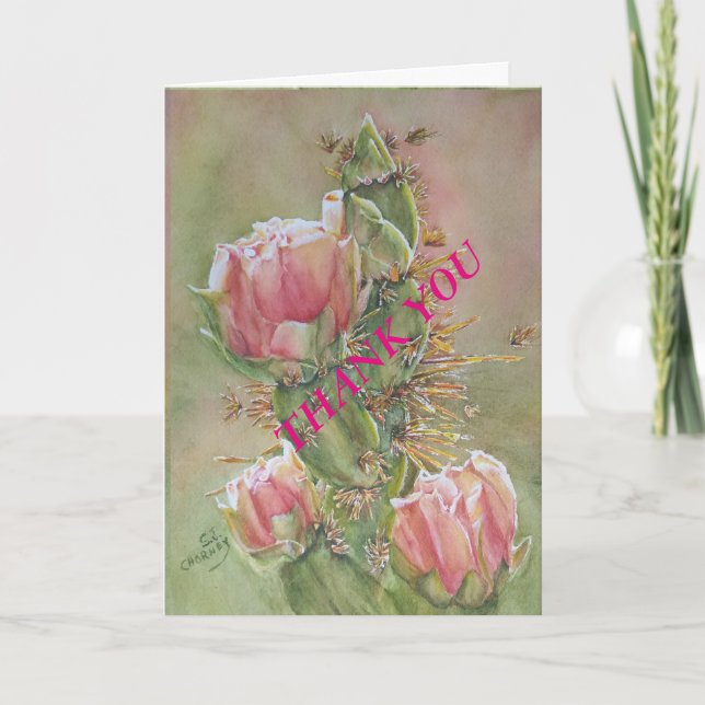 PRICKLY PEAR CACTUS FLOWER THANK YOU CARD (Front)