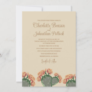 Prickly Pear Cactus Flowers Elegant Cactus Wedding Invitation