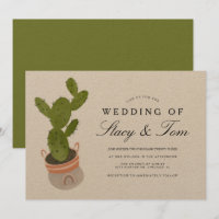 Prickly Pear Cactus Hand Drawn Wedding Earthy