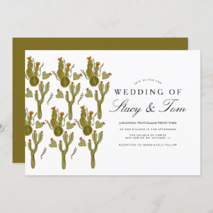 Prickly Pear Cactus Hand Painted Greenery Wedding Invitation