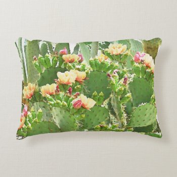 Prickly Pear Cactus In Bloom Custom Pillow by ChasingHummers at Zazzle
