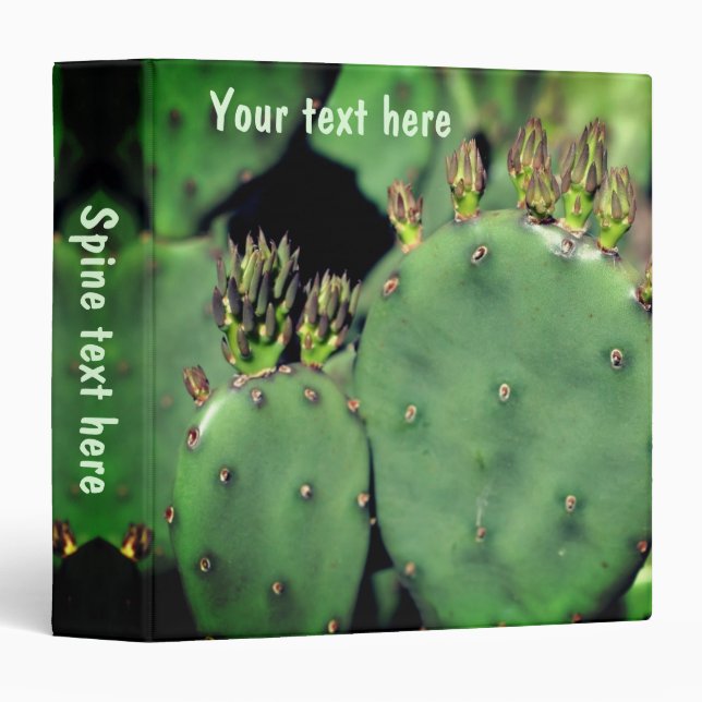 Prickly Pear Cactus Personalized 3 Ring Binder (Front/Spine)