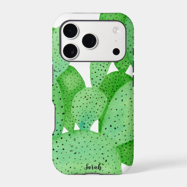 Prickly Pear Cactus Script Personalized Iphone Case (Back)