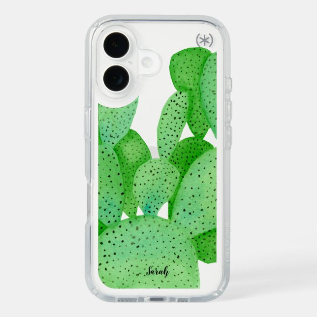Prickly Pear Cactus Script Personalized Speck iPhone Case (Front)