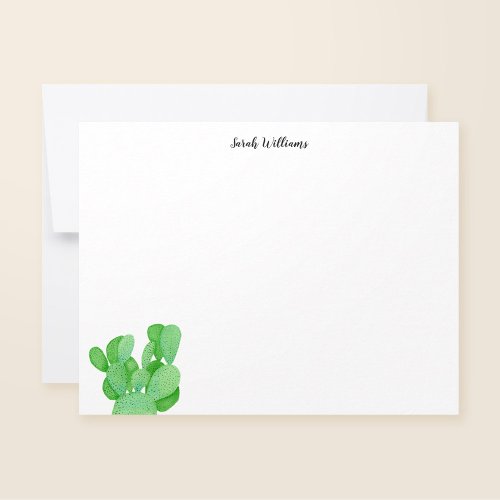 Prickly Pear Cactus Script Personalized Stationery Note Card