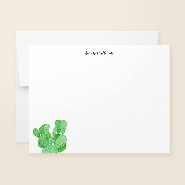 Prickly Pear Cactus Script Personalized Stationery Note Card (Creator Uploaded)