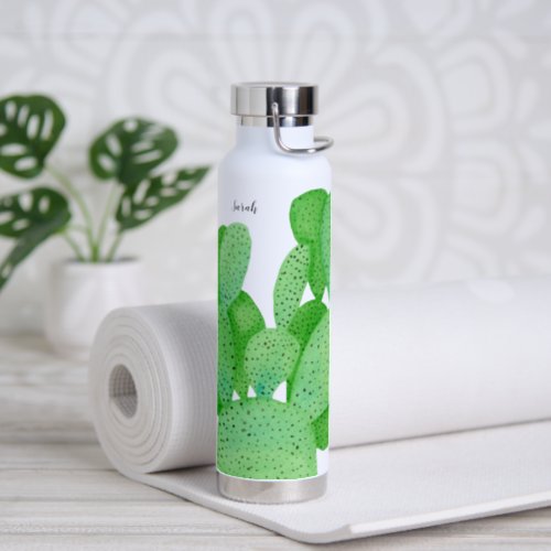 Prickly Pear Cactus Script Personalized Water Bottle