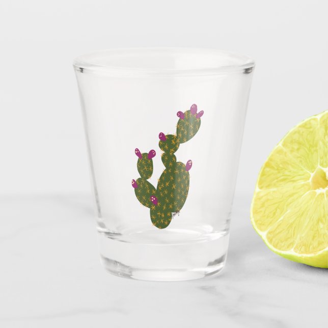 Prickly Pear Cactus Shot Glass (Front)
