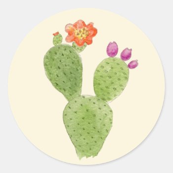 Prickly Pear Cactus Sticker by PainterPlace at Zazzle
