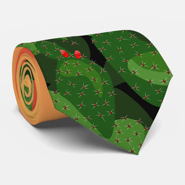 Prickly Pear Cactus Sunset Desert Neck Tie (Rolled)