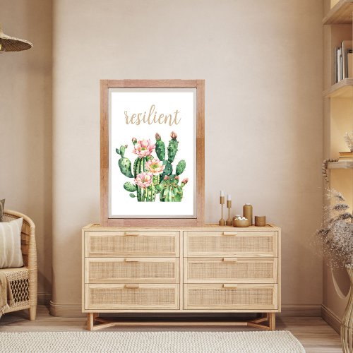 Prickly Pear Cactus Watercolor Resilient Desert Poster