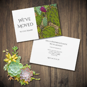 Prickly Pear Cactus We've Moved Simple Red Announcement