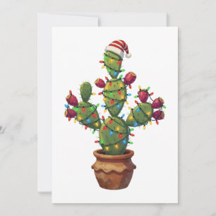 Prickly Pear Cactus with Bright Colorful Christmas Announcement
