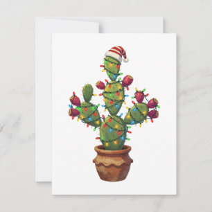 Prickly Pear Cactus with Bright Colorful Christmas Note Card