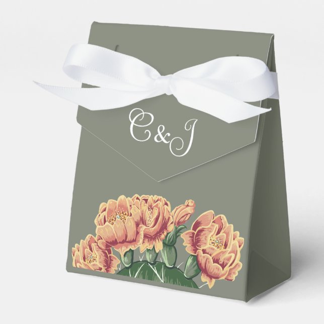 Prickly Pear Desert Cactus Flowers Wedding  Favor Boxes (Front Side)