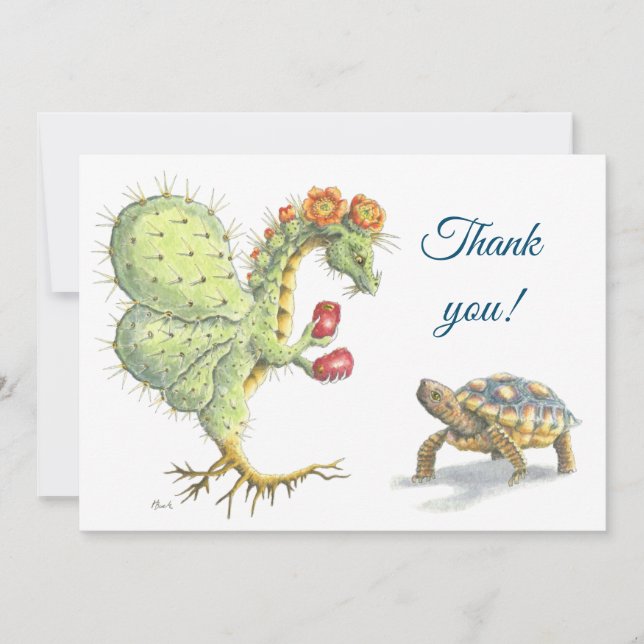 Prickly Pear Dragon & tortoise - Thank you card (Front)
