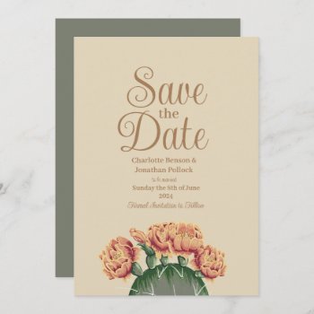 Prickly Pear Flowering Cactus Wedding Save The Date by GrudaHomeDecor at Zazzle