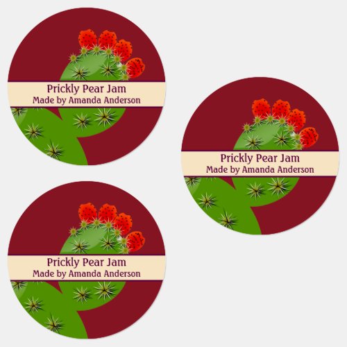 Prickly Pear Jam Modern Circle Food Label