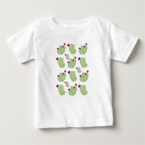 Prickly Pear Pattern Texas State Plant Cactus Love Baby T_Shirt