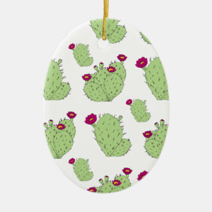 Prickly Pear Pattern Texas State Plant Cactus Love Ceramic Ornament