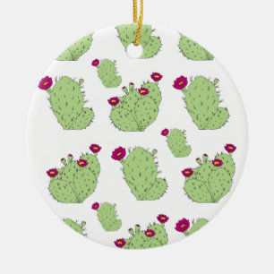 Prickly Pear Pattern Texas State Plant Cactus Love Ceramic Ornament