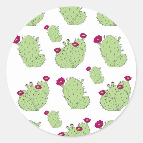 Prickly Pear Pattern Texas State Plant Cactus Love Classic Round Sticker