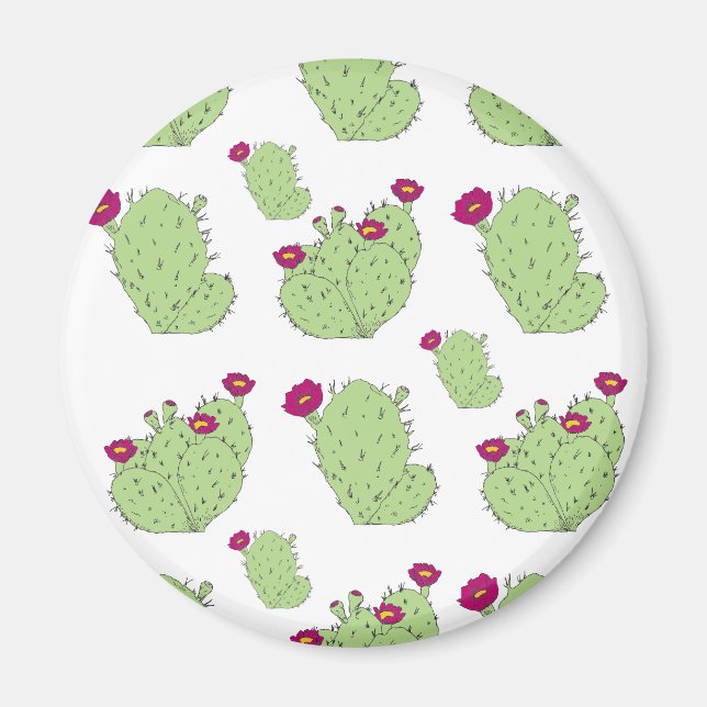 Prickly Pear Pattern Texas State Plant Cactus Love Magnet (Front)