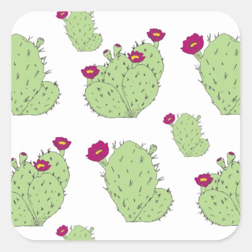 Prickly Pear Pattern Texas State Plant Cactus Love Square Sticker