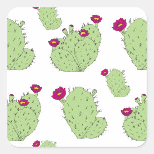 Prickly Pear Pattern Texas State Plant Cactus Love Square Sticker