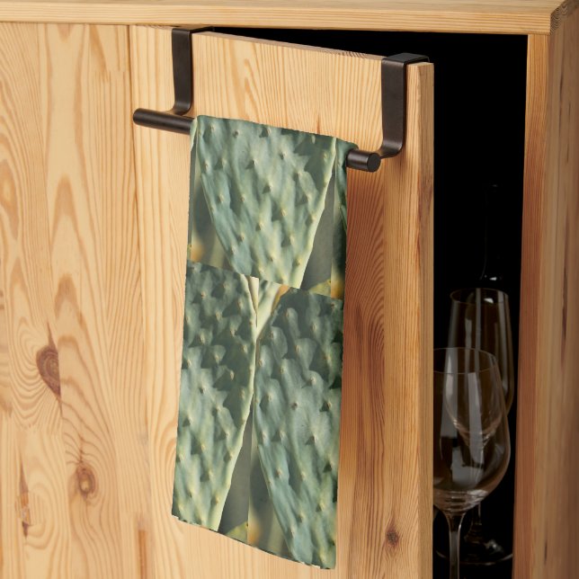 Prickly Pear Texture Pale Pastel Green  Kitchen Towel (Thirds Fold)