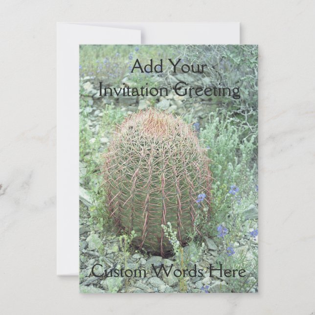 Prickly Pink Petals Cactus Custom Desert Invites (Front)