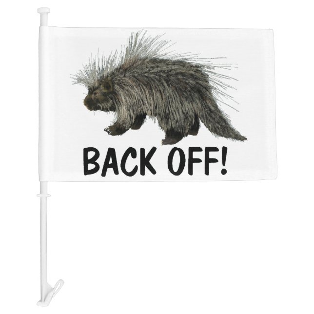 Prickly Porky - Back Off! Car Flag (Front)
